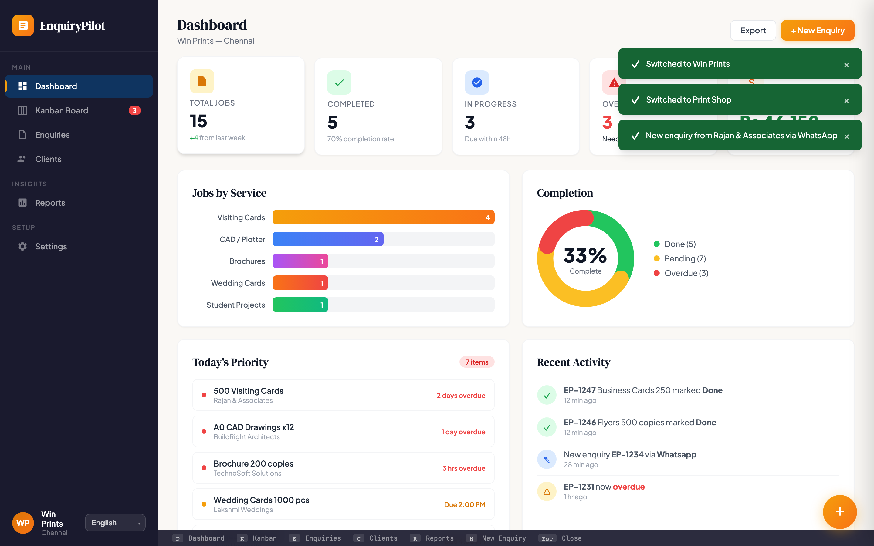 Print Shop Dashboard